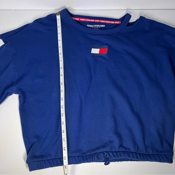 Tommy Hilfiger Sport Crew Neck Sweat Shirt Cropped Sweater with Logo Sleeves - Picture 6 of 11